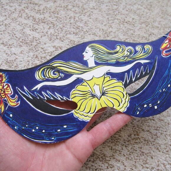 Vintage Set of 5 Masks Masquerade Halloween Carnival Fantasy Rainbow Surreal - Picture 8 of 11